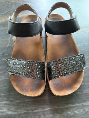 inblu 40 Flex-ima Soft Walking Metallic Print Adjustable Sandals EUC